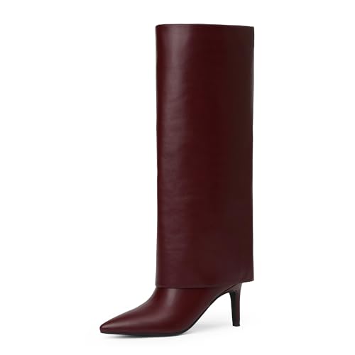 Image of VIUGJNEX Fold Over Boots for Women Fall Tall Knee High Boots