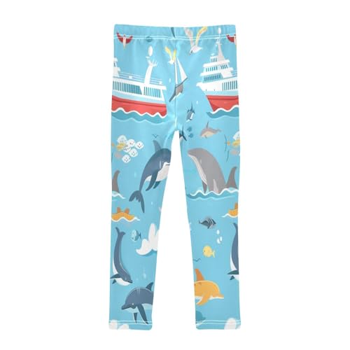 Bolaz Toddler Girls Leggings Printed Yoga Pants Leggings Yacht Whale for Kids2