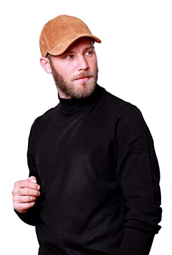 Hatsquare Suede Leather Baseball Cap Adjustable Dad Plain Hat Stylish Classic For Women Men Unisex (Tan) #TOP2