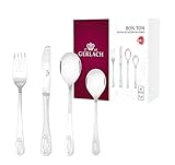 Gerlach Bon Ton Gerlach Besteck-Set für Kinder Spülmaschinenfest Essbesteck aus Edelstahl Tafelbesteck mit Katzenmuster Messer Gabel Löffel Kleiner Löffel Glänzend Rostfrei