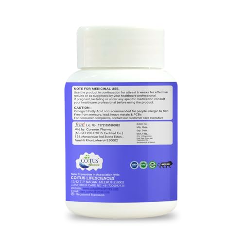 Image of Coitus Fish Oil Capsules Ultimate Omega-3 Supplement, For Men And Women, 1300mg, 60 Soft Gels, Supports Heart Brain & Immune Health