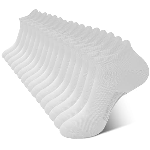 Image of BAMBOO COOL Men's Ankle Socks Moisture Wicking Breathable Odor Control Athletic Cushioned Running Socks Arch Support 8 Pack