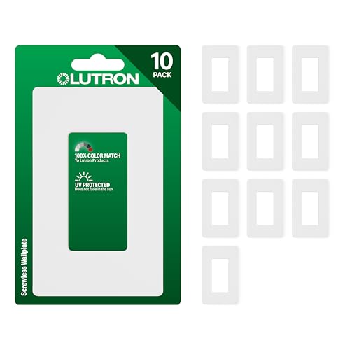 Image of Lutron Claro Light Switch Cover Plate, 1 Gang Wallplate, for Decorator Light Switches, Rocker Light Switch Cover, Outlet Cover, Screwless Switch Plate Cover, Gloss, CW-1-WH-10, White, 10 Pack