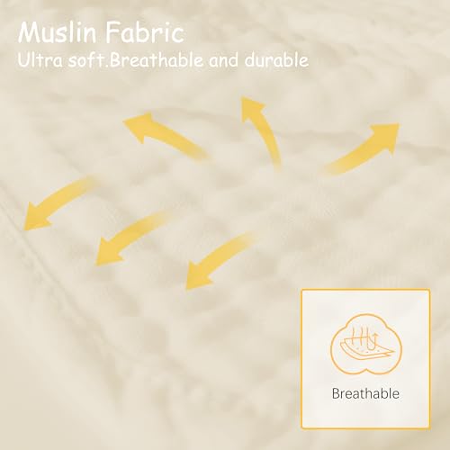 Image of Lovely Care 12 Pack Muslin Burp Cloths 100% Cotton Muslin Cloths Large 20''x10'' Extra Soft and Absorbent Baby Burping Cloth - Ivory