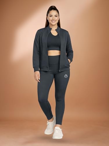 Image of Women 3 Piece Gym Workout Set | Sports Bra, Zip-Up Jacket & High Waist Leggings | Stretchable Yoga Activewear Co-Ord Set for Women | Fitness Gym Tracksuit