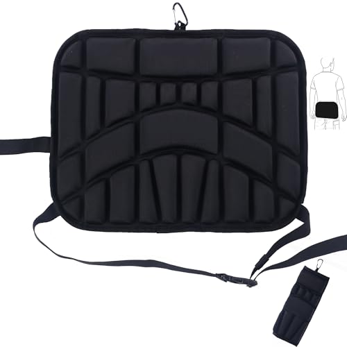 Wizcave Portable Stadium Seat Cushion with Waist Strap, Waterproof & Anti-Slip Bleacher Cushion, Lightweight & Foldable EVA Padded for Benches, Hunting, Stadium Seating, Camping, Hiking - Black