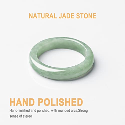 Bjimidti Myanmar Burmese Jadeite Jade Band Ring(Size:12), Natural Light Green Jade Ring Simple Gemstone Ring Jewelry Gift thumb #3