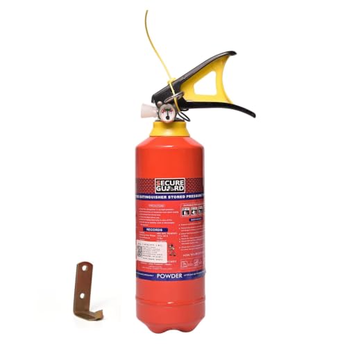 Image of Secure Guard ABC Powder Type 1 Kg Fire Extinguisher Red Fire Extinguisher ISI Mark with Wall Mount Hook and How to use Instruction Manual for Home, Kitchen, Office, School and Industrial Use