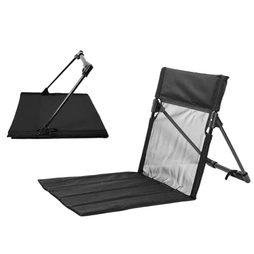 Wapasezyar Esterilla de playa plegable con respaldo, esterilla plegable con correa, silla de suelo, tumbona de playa portátil, silla de camping para picnic, jardín, senderismo (negro corto)