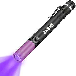 AHOME P2 USB Rechargeable Pen UV Torch, 395nm Blacklight LED Pocket Penlight, Pet Urine Detector, IPX5 Water-Resistant, 1000mAh NiMH Battery ×2 Included, 2 Modes (High, Low)