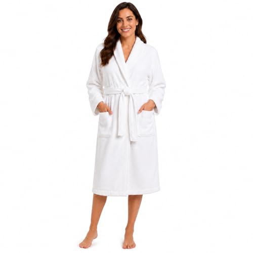 BURAKH Cotton Terry Bathrobe Soft Spa Robe Unisex Men Women Dressing Gown with Belt & Pockets Absorbent Towelling Robe for Shower Bath Hotel Lounge Wear (UK Alpha L Regular Regular)