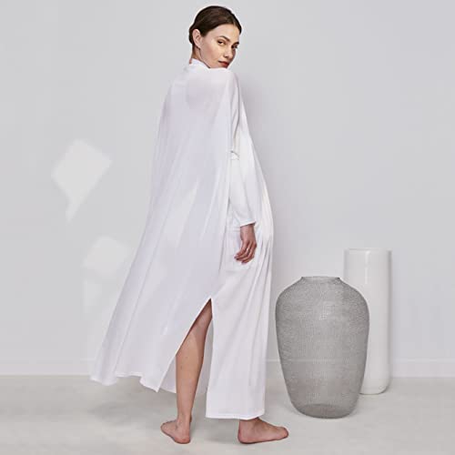 Image of Lunya - Organic Pima Cotton Long Cardigan - Versatile Sleepwear - Oversized Fit with Pockets - Long Lightweight Cardigan for Women - Sincere White