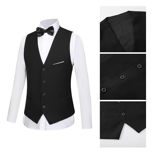 Men 3 Pieces Suit Elegant Solid One Button Slim Fit Single Party Blazer Vest Pants Set3