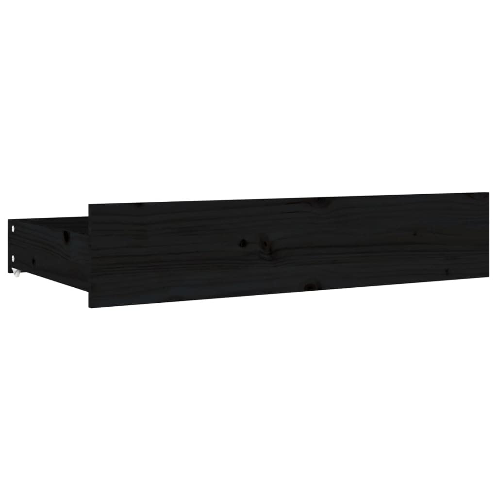vidaXL 4X Tiroirs de Lit Accessoire de Chambre à Coucher Tiroirs de Rangement Unité de Rangement de Lit Intérieur Noir Bois de Pin Massif