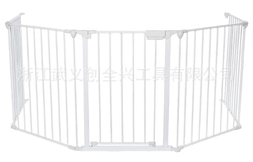 JoyeeLii ハースゲート 5面セット ドア付 おくだけ セーフティーゲート ストーブガード 玄関 階段 自由に組み合わせ (ホワイト,310*65*75CM)