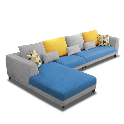 Image of Galib LHS 6 Seater L Shape Sofa Set for Living Room (Turquise Grey Fabric) Premium Fabric Sofa