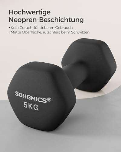 SONGMICS Hanteln, 2er Set,Hantelset, Kurzhanteln, Hexagon, Neopren-Beschichtung, Krafttraining, Workout, Fitnesstraining, für Zuhause – Bild 3