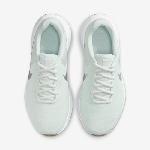 Nike Revolution 7 Women's Road Running Shoes (Extra Wide) (FZ6829-303, Barely Green/White/Platinum Tint/Metallic Silver) Size 104