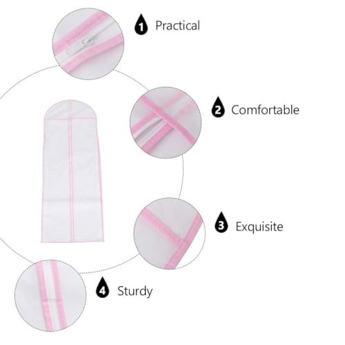 1pc Edge Wedding Gown Dust Cover Bag Non-woven Dress Protector Breathable Garment Storage Pouch for Bridal Gowns and Reusable and Washable2