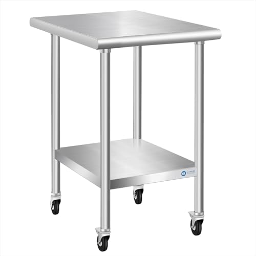 Stainless steel prep table with wheels, 24 x 18 in