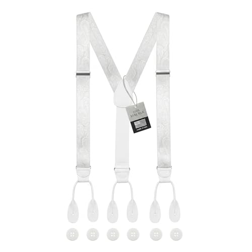 Image of HOLD'EM Tuxedo Suspenders Formal Black 100% Silk Made in USA Button Suspenders for Men Wedding Tux Suspenders for Men