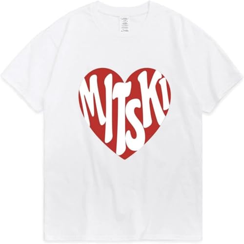 Photo de Mitski Heart Logo Graphic T Shirt Unisex Street Hip hop Couple Fashion Trendy Tops Summer Short Sleeve White L
