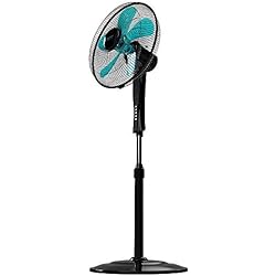 Ventilador Mondial 30Cm Cecotec Ventilador de Pie con Mando a Distancia y Temporizador EnergySilence 530 Power Connected Black. 50 W, 5 Aspas de 40 cm, 3 Velocidades, Motor de Cobre, Oscilante, Pantalla, Negro