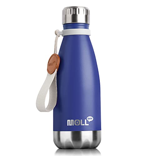 Image of 12 oz Stainless Steel Double Wall Vacuum Insulated Water Bottle for Kids for School-Reusable Metal Leak Proof Sports Flask for Boys(Navy Blue)