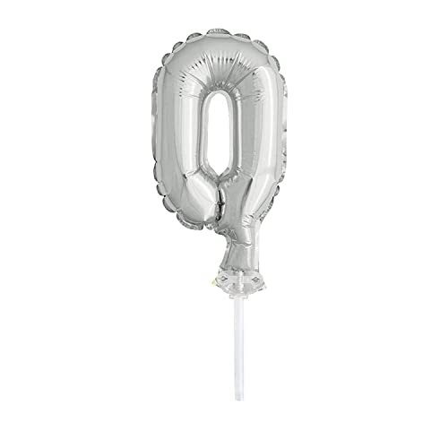 Silver Foil Number 0 Balloon Cake Topper (12cm) - Perfect for Milestone Celebrations - 1 Pc
