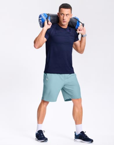 Image of GGJ Men's Lightweight Athletic Shorts with 2 Zipper Pockets 7 inch /9 inch /5 inch Gym Workout Running Quick Dry Tennis Shorts for Men