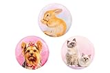 Belmil Patches mit Klettverschluss Set 3-teilig- kompatibel mit Schulranzen Comfy/Smarty/Mädchen Hase Katze Hund (336/B Cute Animals)