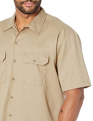 Dickies Men's Short Sleeve Work Utility Button Down Shirt, Desert Sand, S