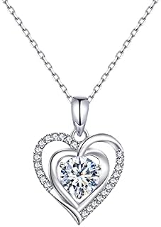 immobird Heart Necklaces for Women 925 Sterling Silver Necklace Romantic Love Pendant Necklace Jewellery Gifts for Women Anniversary Birthday Christmas Valentines Mothers Day Gifts