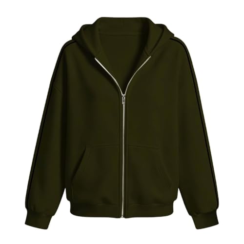 Womens Zip Up Hoodies Oversized Hooded Jacket Striped Side Casual Fall - image 8
