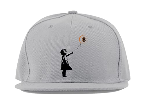 Casquette Banksy Bitcoin en coton gris unisexe visière plate pour fan de crypto BTC et mode
