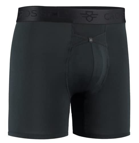 Crossfly Men's Underwear IKON 6 Boxer Shorts 24 Hour Comfort & Innovative Clever Access. Breathable & Soft. Navy/Charcoal/Black, S, M, L, XL