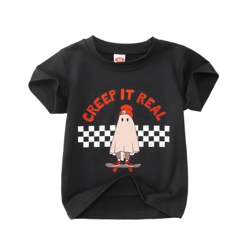 CM C&M WODRO Toddler Halloween Shirt Baby Boy Girl Retro Ghost Skateboarding Tees Cute Spooky Season Creep It Real Clothes