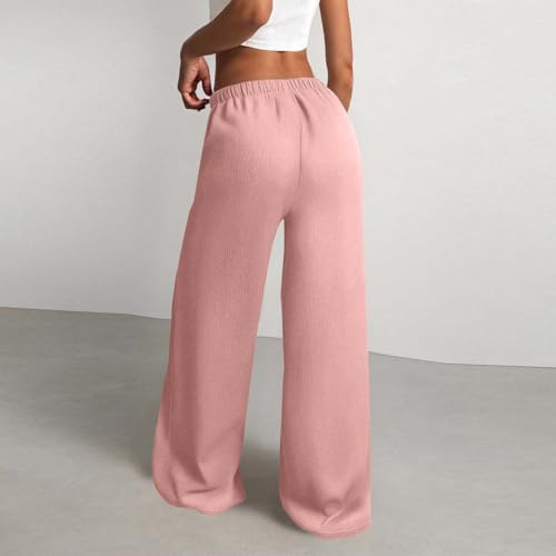 Womens Wide Leg Pants High Waisted Trousers Casual Drawstring Palazzo Loose Fit Lounge Flowy Sweatpants with Pockets3