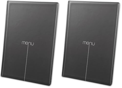 Dag Style - I Love Menu Risto Porta Menú, PVC, Negro, 31.3x22.6x3 cm (4 fundas interiores) (Paquete de 2)