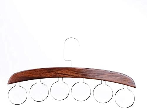Clothes Hangers Stylish Wood Closet Organizer Rack with Chrome Hanger for Silk Scarf Ties and Belt Log Color Wooden Ring Tie Scarf Hanger (Color : Retro Color) Hanger