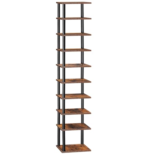 HOOBRO Étagère à Chaussures, Meuble à Chaussures à 10 Niveaux, Étagère de Rangement, Petits Espaces, Structure à Visser, pour Entrée, Salon, Chambre,...