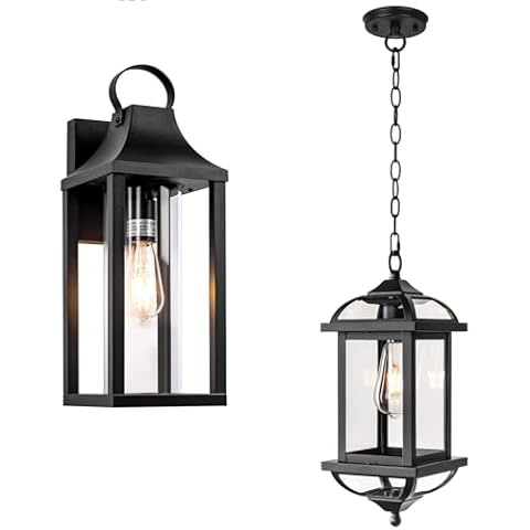 Roravilila 17 Inch Large Cylindrical Outdoor Porch Light Matte Black Plus Anti-Rust Aluminum Outdoor Waterproof Pendant Light Cover