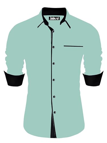 Image of Men's Regular Cotton Casual Slim Fit Shirt with Classic Collar, Long Sleeve, Solid Pattern, Breathable Fabric, and Unique Design for a Timelessly Modern
