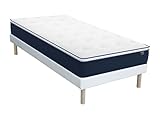 Vente-unique - Ensemble 90 x 190 cm sommier + Matelas Ressorts ensachés et surmatelas intégré ép.24cm - ALTIER de YSMÉE