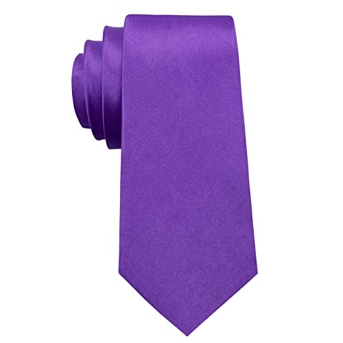 Image of Luckyvestir Mens Tie Solid Satin Neck Ties 3.15'' Formal Necktie for Wedding Business Christmas Father's Valentine's Day Gift