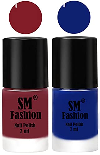 Image of Long Lasting Nail Polish | Nail Paint Combo 7 ml Each) - Set of 2 Lip-Blue