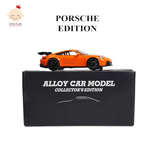 Image of Orange Die-Cast 911 GT3 Sports Racing Car Toy Model with Rear Spoiler - Realistic Miniature Die-Cast Style Car for Kids & Collectors (Orange)