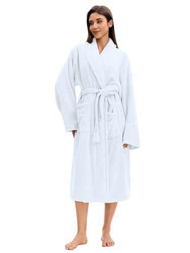 Image of Soft Robe For Women,Warm Plush Bath Robes Female,Spa Towel After Shower Lightweight Long Bathrobe