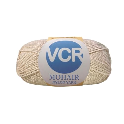 Image of VCR Mohair Nylon Soft Beige Yarn, 100 Grams Hank, 196 Meters Length, Acrylic 75%, Mohair Nylon 25%, Pack of 1 Yarn, Soft Crosia Threads, Suitable for Winter Garments.