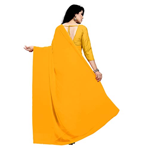 Image of StyleScope Women's Plain Georgette Saree With Georgette Plain Matching Unstitched Blouse Piece (Plainn)
